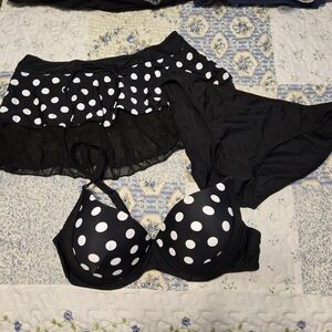 Polka Dot Black and White Bikini Set